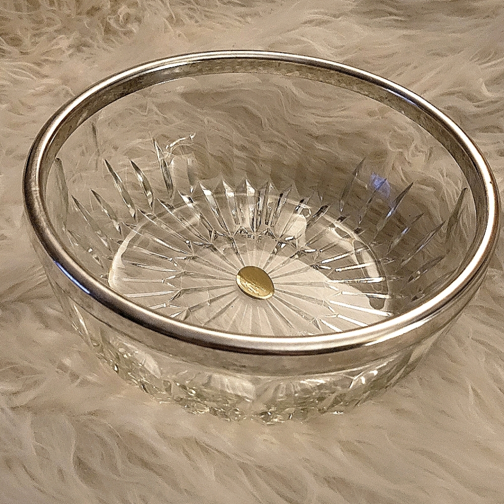 Real crystal and silver plated rim serving bowl